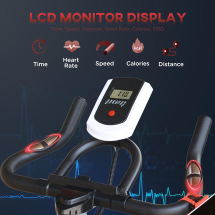 Belt-Driven Exercise Bike with LCD Display and Adjustable Seat - Black