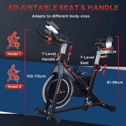 Belt-Driven Exercise Bike with LCD Display and Adjustable Seat - Black