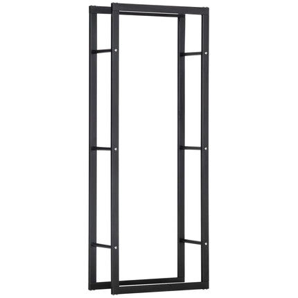 Tall Metal Firewood Log Holder Rack 60Wx25Dx150Hcm for Indoor Outdoor Fireplace - Black