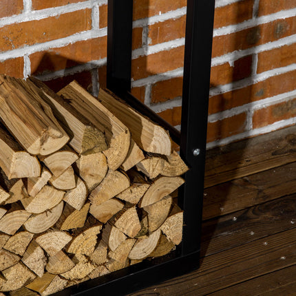 Tall Metal Firewood Log Holder Rack 60Wx25Dx150Hcm for Indoor Outdoor Fireplace - Black
