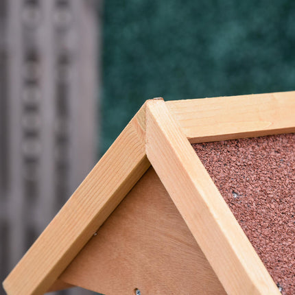 Wooden Freestanding Bird Feeder Table 55x55x144cm with Weather-Resistant Roof and Cross Support Feet - Natural
