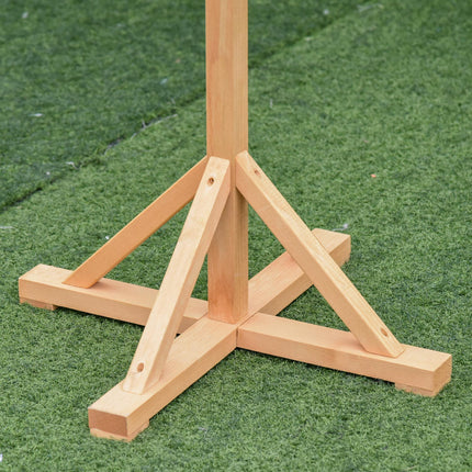 Wooden Freestanding Bird Feeder Table 55x55x144cm with Weather-Resistant Roof and Cross Support Feet - Natural