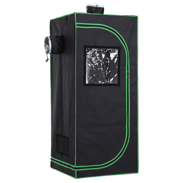 Hydroponic Plant Grow Tent 60x60x140cm with Window & Tool Bag - Black/Green