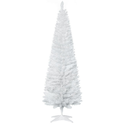 1.8m 6ft Slim Artificial Pine Pencil Christmas Tree with 390 Branch Tips and Stand - White