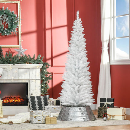 1.8m 6ft Slim Artificial Pine Pencil Christmas Tree with 390 Branch Tips and Stand - White