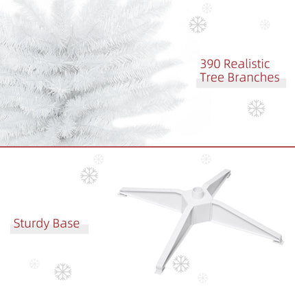 1.8m 6ft Slim Artificial Pine Pencil Christmas Tree with 390 Branch Tips and Stand - White