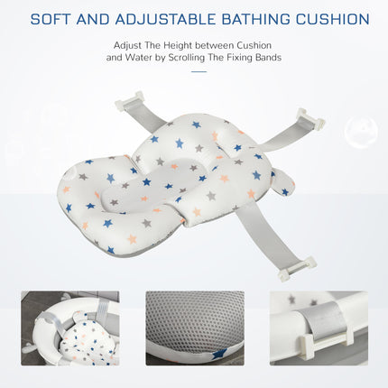 Foldable Baby Bathtub Set with Thermostatic Water Plug, Non-Slip Support & Cushion Pad for Newborn to 3 Years - Offwhite