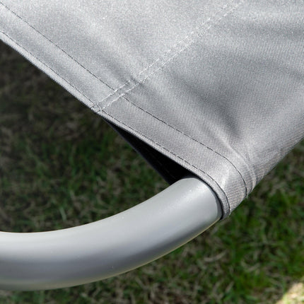 Patio Double Hammock Sun Lounger with Canopy and Wheels - Grey