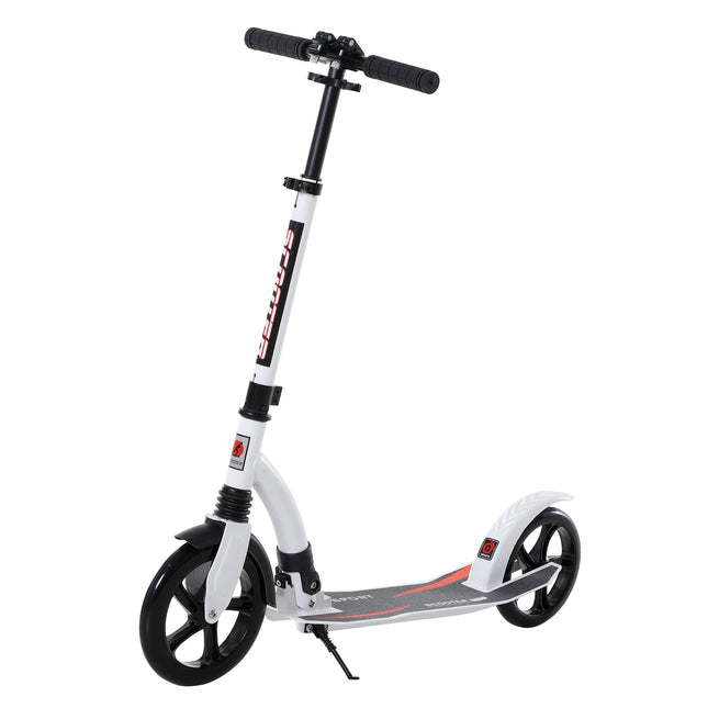 Teens Adult Kick Scooter with Shock Absorption, Foldable Adjustable Aluminium Frame for 14+ - White