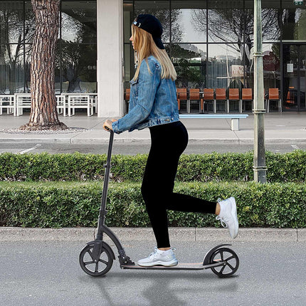 Teens Adult Kick Scooter with Shock Absorption, Foldable Adjustable Aluminium Frame for 14+ - White