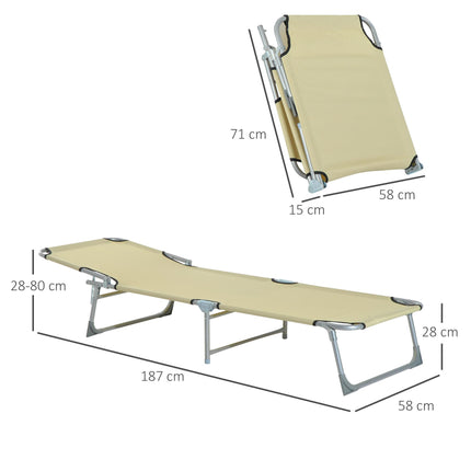 Portable Adjustable Lounger With Oxford Cloth - Beige