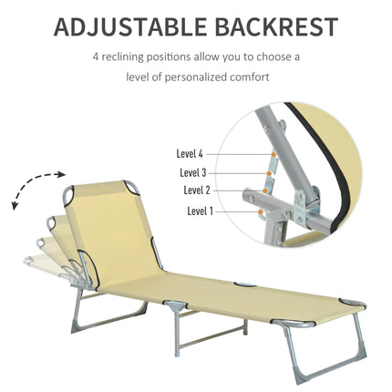 Portable Adjustable Lounger With Oxford Cloth - Beige