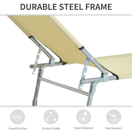 Portable Adjustable Lounger With Oxford Cloth - Beige