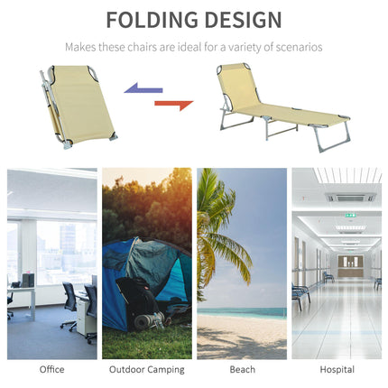 Portable Adjustable Lounger With Oxford Cloth - Beige
