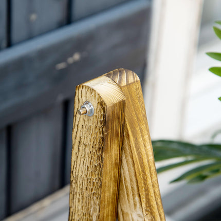 3 Tier Fir Wood Ladder Plant Display Stand - Natural Wood