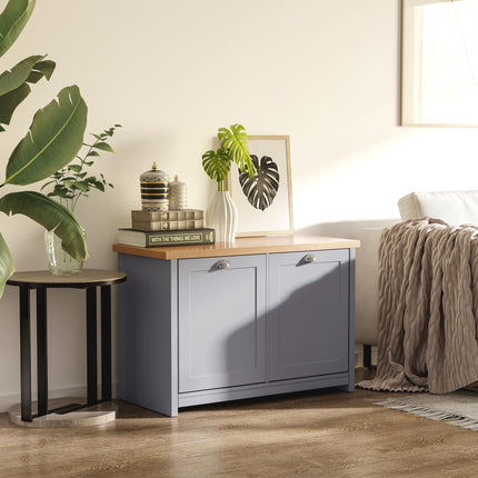 Shoe Cabinet with 2 Doors and Shelf, Entryway Storage Organiser and Bench - Grey