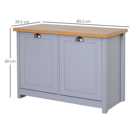 Shoe Cabinet with 2 Doors and Shelf, Entryway Storage Organiser and Bench - Grey