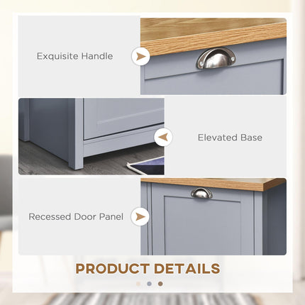 Shoe Cabinet with 2 Doors and Shelf, Entryway Storage Organiser and Bench - Grey