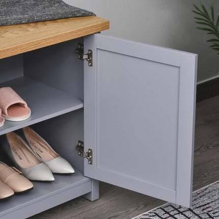 Shoe Cabinet with 2 Doors and Shelf, Entryway Storage Organiser and Bench - Grey