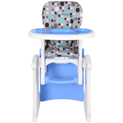HDPE 3-in-1 Baby Booster High Chair with Adjustable Tray and Harness - Blue
