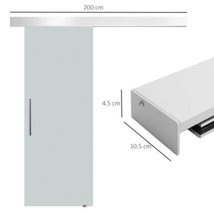 90cm Modern Sliding Door Set Kit w/ Frosted Glass Door Aluminium Rail Opaque Hom