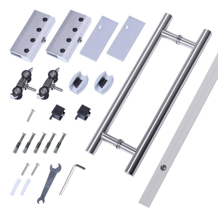 90cm Modern Sliding Door Set Kit w/ Frosted Glass Door Aluminium Rail Opaque Hom