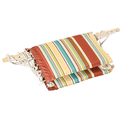 Hanging Hammock Chair Swing with Wide Seat and Thick Rope Frame - Multi-Colour Stripe