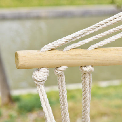 Hanging Hammock Chair Swing with Wide Seat and Thick Rope Frame - Multi-Colour Stripe