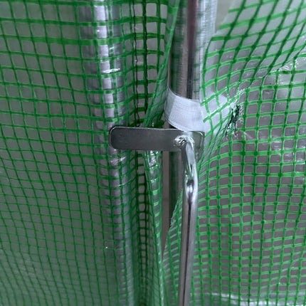 4 x 3 x 2 Metre Walk-In Polytunnel Greenhouse with Steel Frame & Mesh Windows - Green