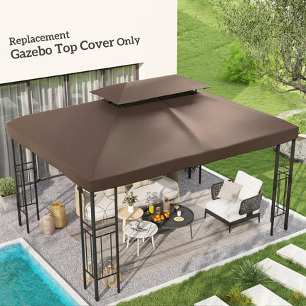 Replacement Gazebo Canopy Cover 4x3m UV Resistant Durable - Brown