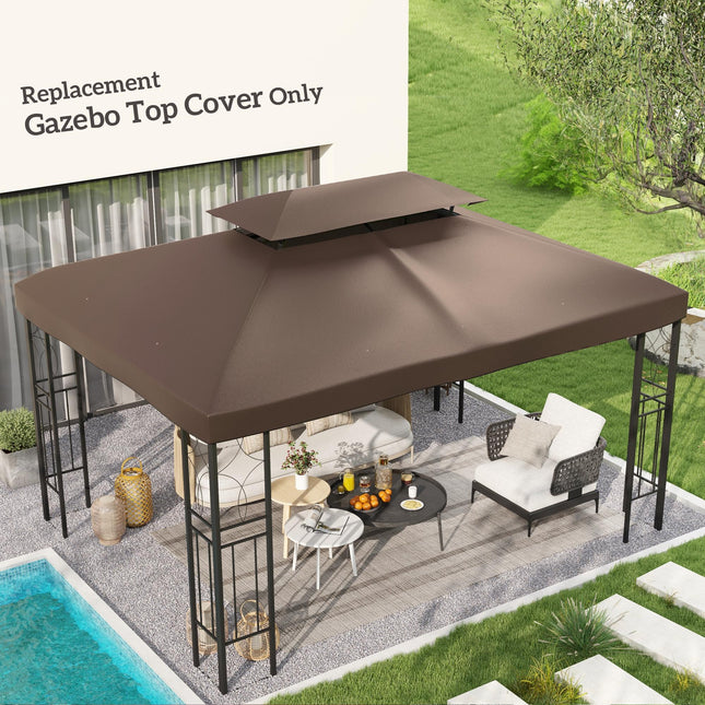 Replacement Gazebo Canopy Cover 4x3m UV Resistant Durable - Brown