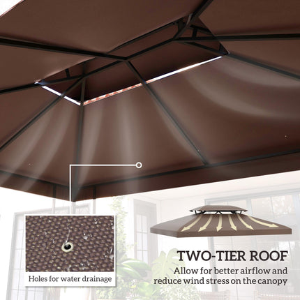 Replacement Gazebo Canopy Cover 4x3m UV Resistant Durable - Brown