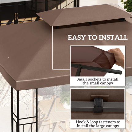 Replacement Gazebo Canopy Cover 4x3m UV Resistant Durable - Brown