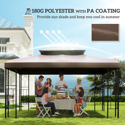 Replacement Gazebo Canopy Cover 4x3m UV Resistant Durable - Brown