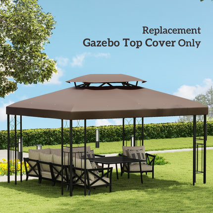 Replacement Gazebo Canopy Cover 4x3m UV Resistant Durable - Brown