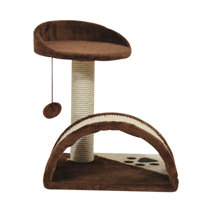 Indoor Cat Scratching Post and Activity Centre with Hanging Ball Climber Kitten Tree - Brown