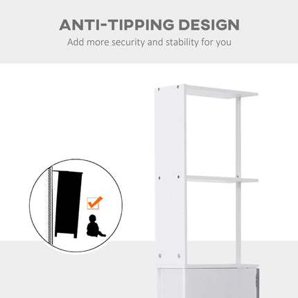 Slimline Tall Free-Standing Bathroom Storage Cabinet with Drawers and Shelves - Grey and White