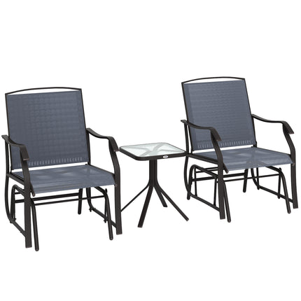 3 Piece Glider Rocking Chair and Table Set - Grey