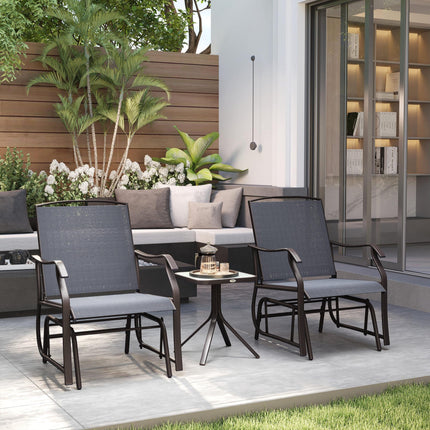 3 Piece Glider Rocking Chair and Table Set - Grey