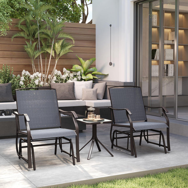3 Piece Glider Rocking Chair and Table Set - Grey