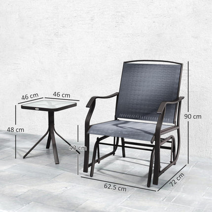 3 Piece Glider Rocking Chair and Table Set - Grey