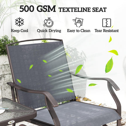 3 Piece Glider Rocking Chair and Table Set - Grey