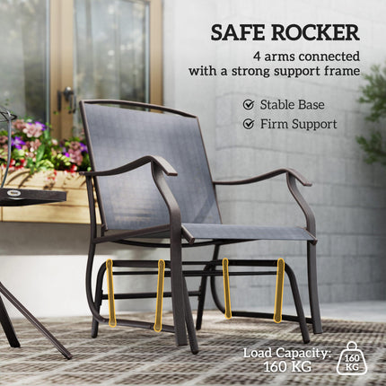 3 Piece Glider Rocking Chair and Table Set - Grey