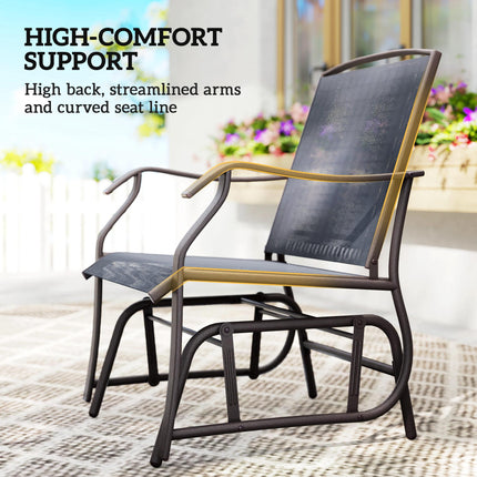 3 Piece Glider Rocking Chair and Table Set - Grey