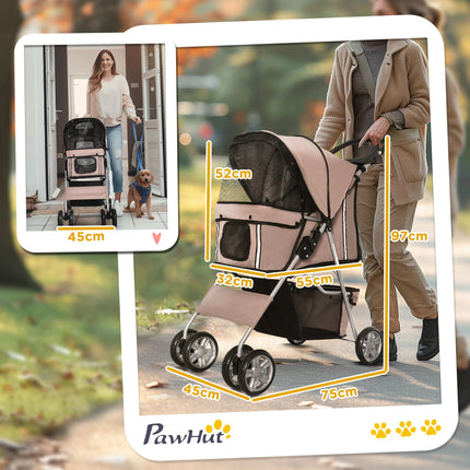 Pet Stroller for Small Miniature Dogs Cats Foldable Travel Carriage with Wheels
