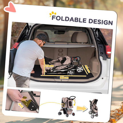Pet Stroller for Small Miniature Dogs Cats Foldable Travel Carriage with Wheels
