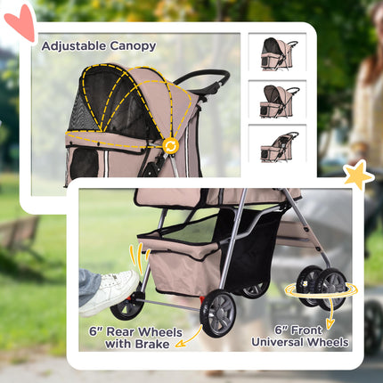 Pet Stroller for Small Miniature Dogs Cats Foldable Travel Carriage with Wheels