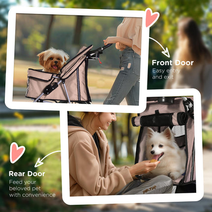 Pet Stroller for Small Miniature Dogs Cats Foldable Travel Carriage with Wheels