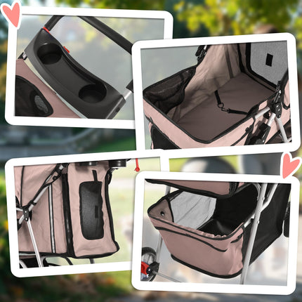 Pet Stroller for Small Miniature Dogs Cats Foldable Travel Carriage with Wheels