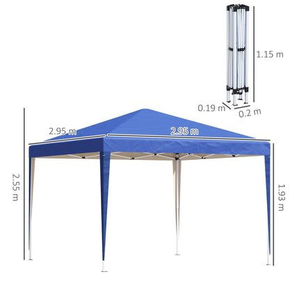 3 x 3M Pop Up Garden Gazebo Marquee Party Tent with Carry Bag - Blue